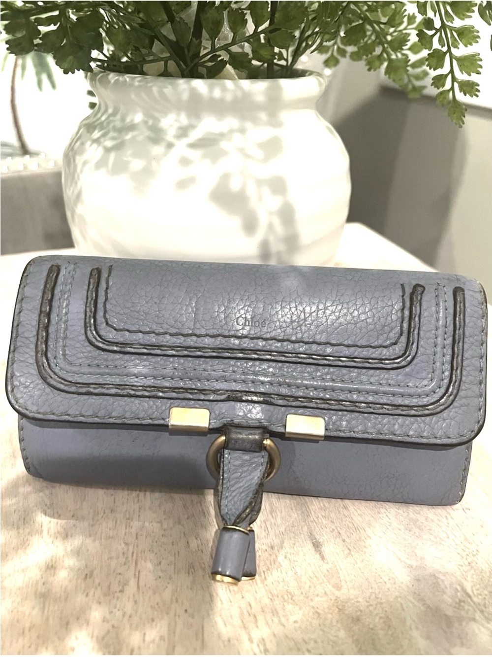 Authentic Chloé Maurice Light
Blue Leather Long Wallet